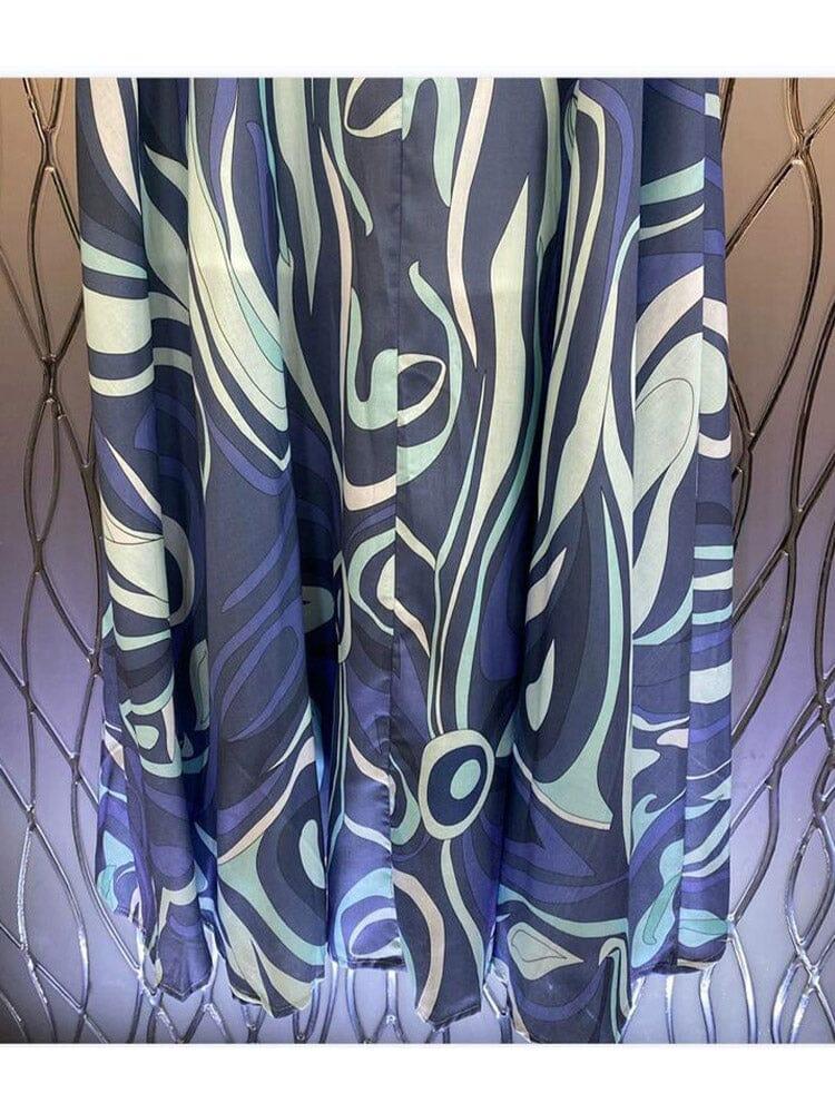 AIIZIE MARMO-PRINT RUFFLE TWO PIECE SET IN BLUE - product image