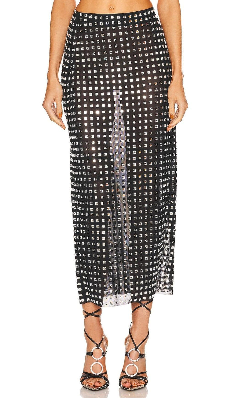 GONNA CON PAILLETTES METALLIZZATE NERE