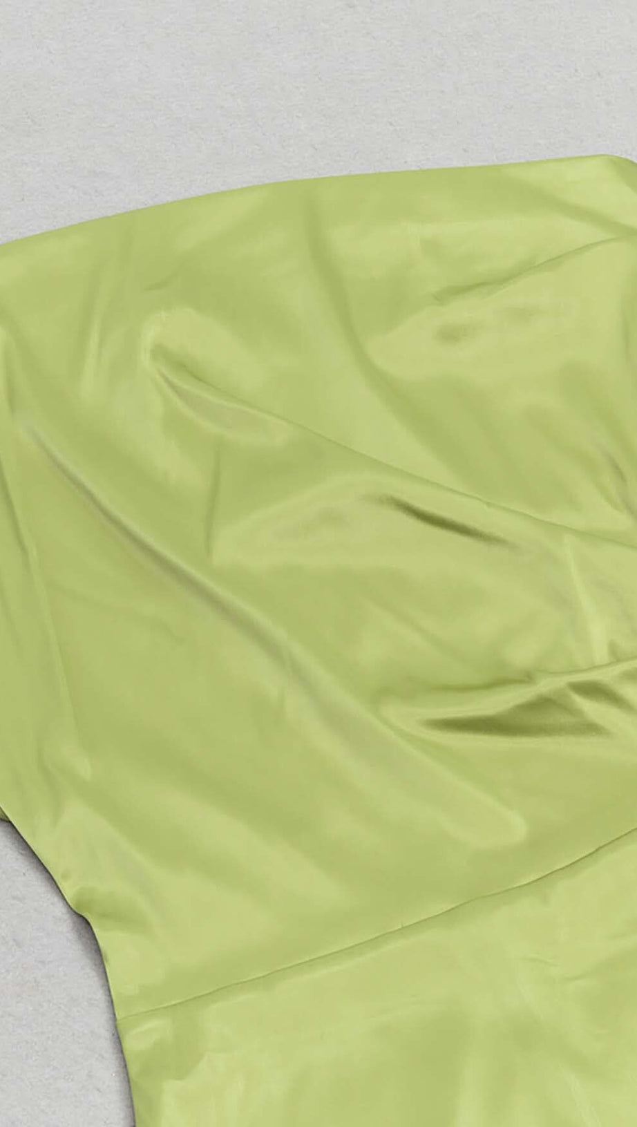 ONE SHOULDER SATIN SLIT MAXI DRESS IN GREEN