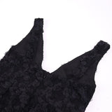 LACE STRAPPY BANDEAU MINI DRESS IN BLACK