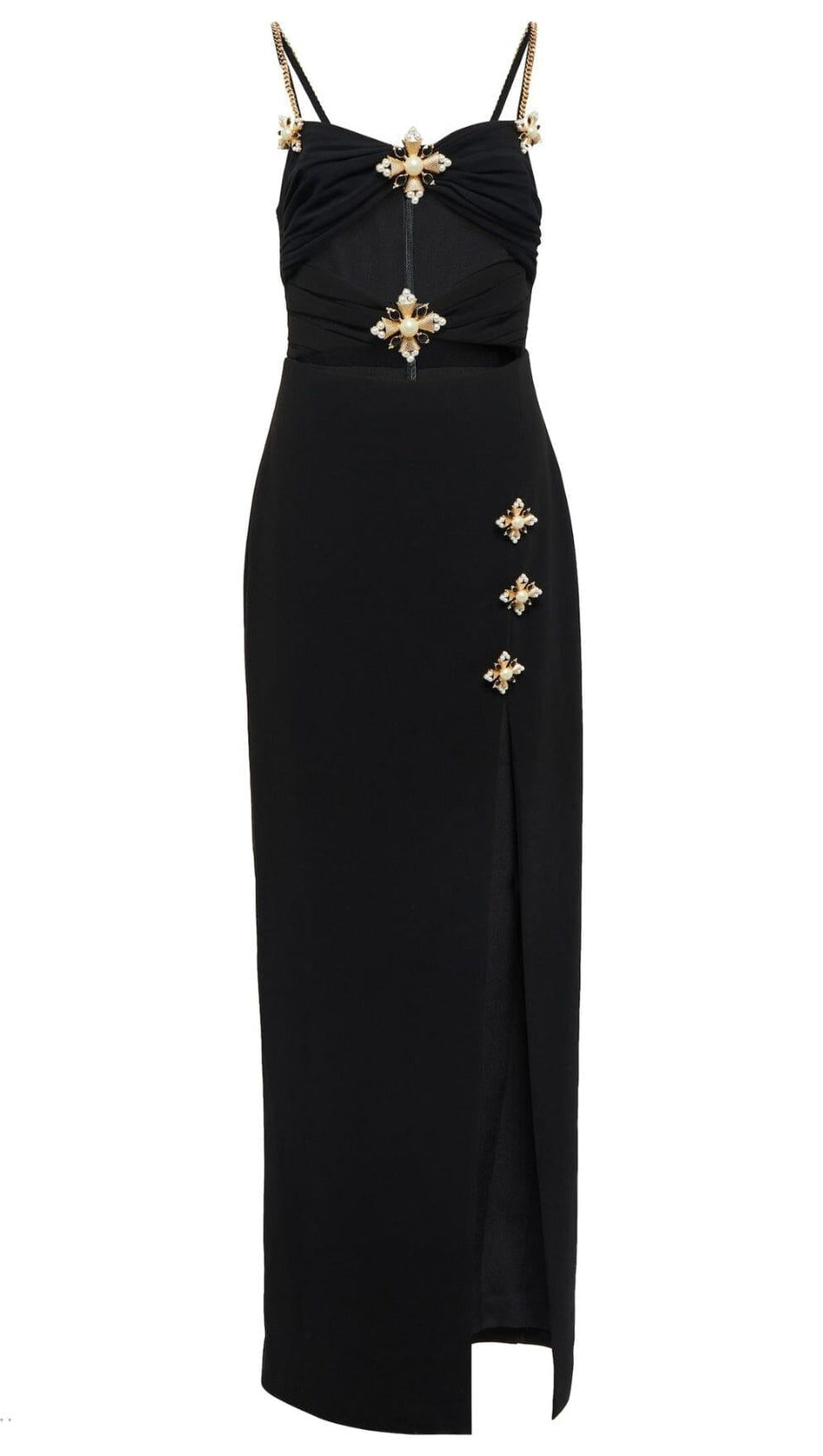 ORBIT COLUMN MIDI DRESS IN BLACK