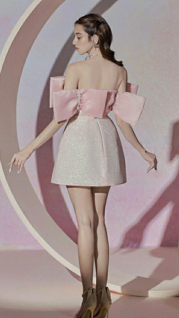 AIIZIE PINK BOWKNOT STRAPLESS MINI DRESS - product image