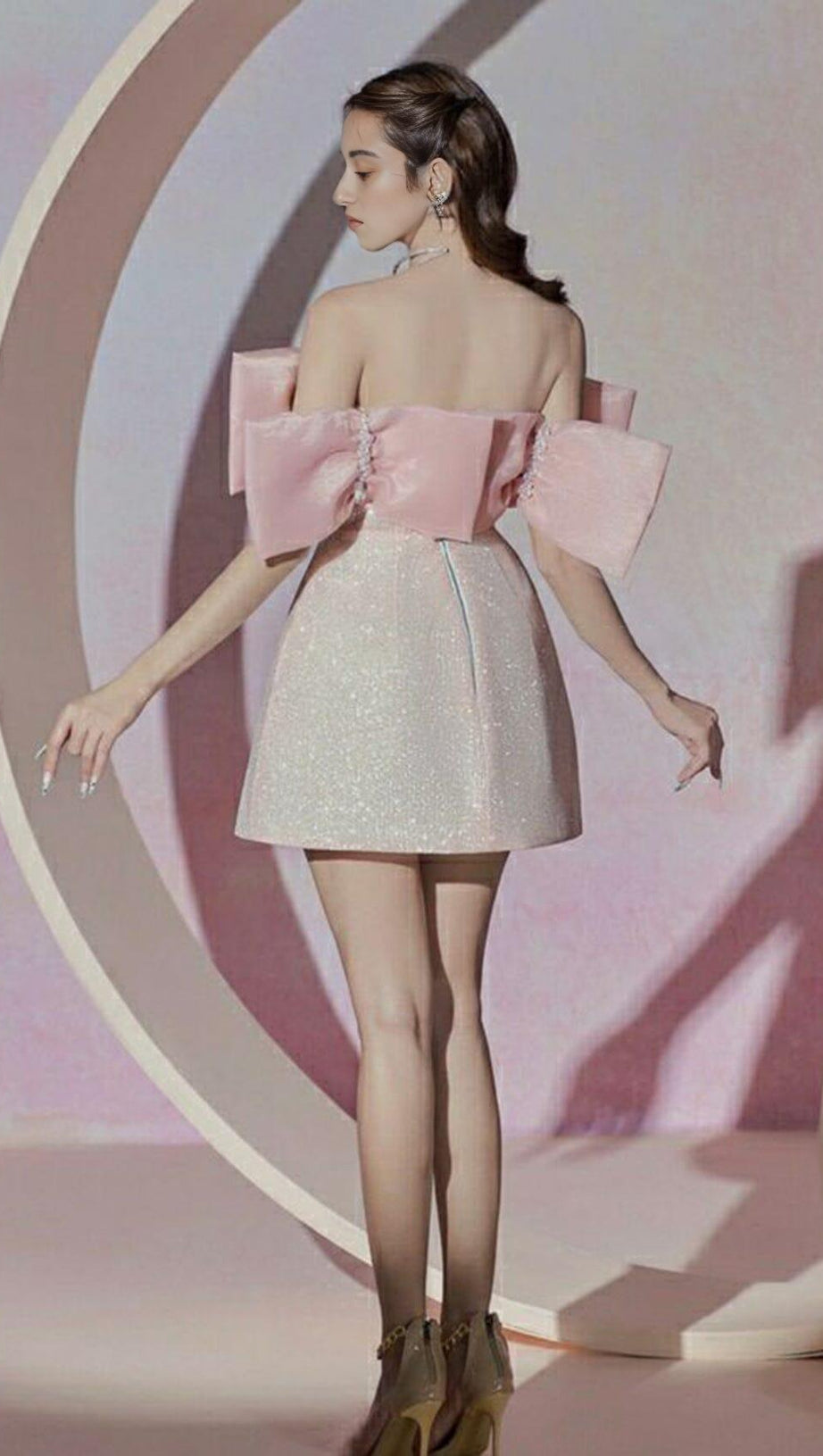 PINK BOWKNOT STRAPLESS MINI DRESS