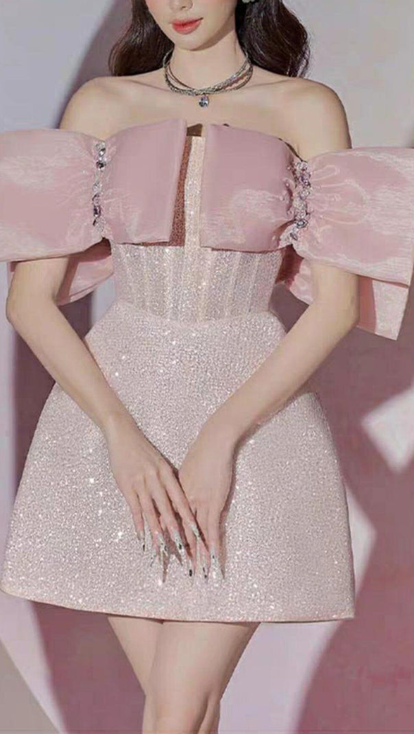 AIIZIE PINK BOWKNOT STRAPLESS MINI DRESS - product image