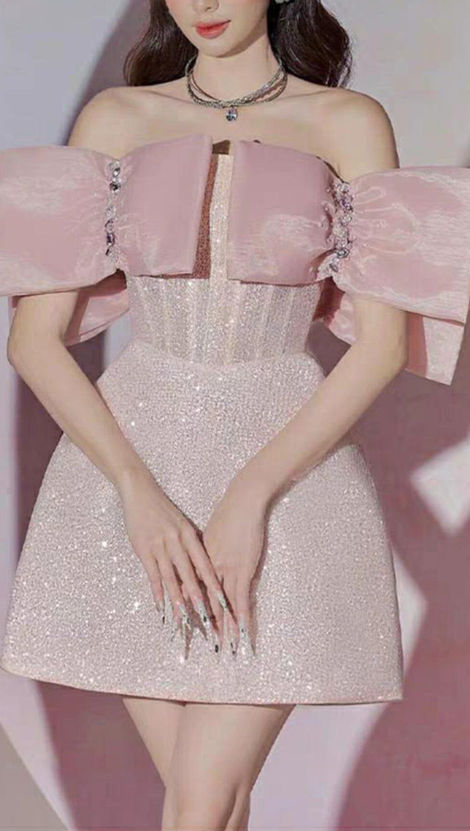 PINK BOWKNOT STRAPLESS MINI DRESS