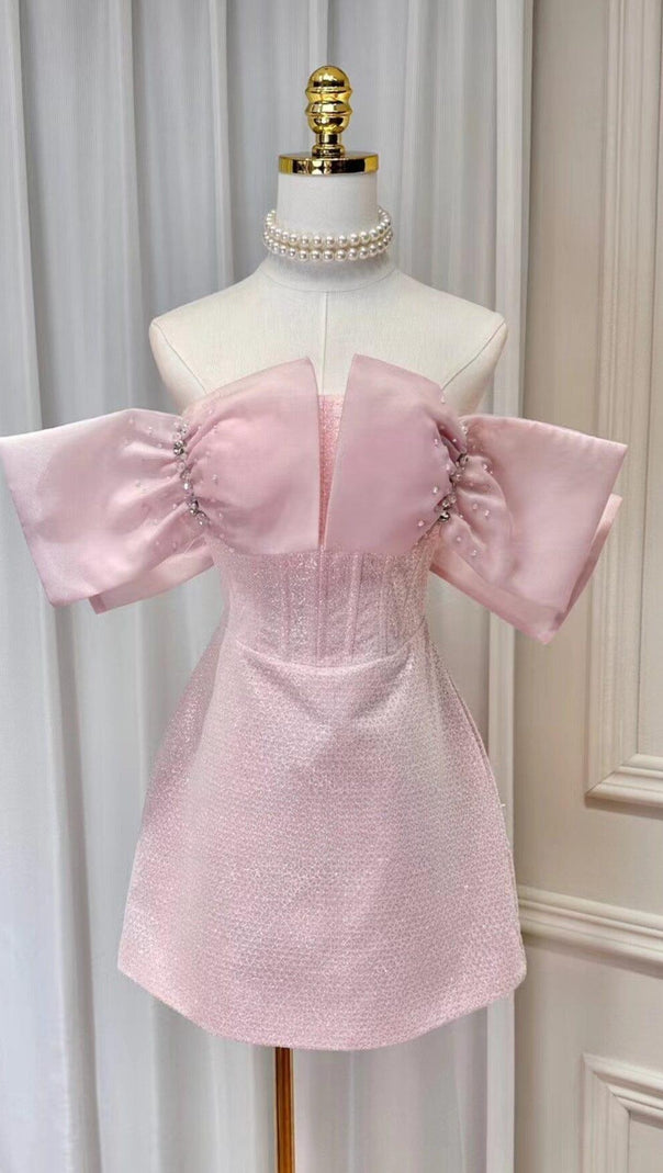 AIIZIE PINK BOWKNOT STRAPLESS MINI DRESS - product image