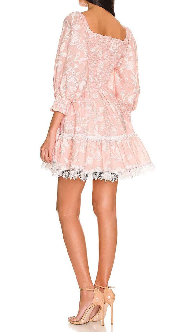 AIIZIE PUFF EMBROIDERED MIDI DRESS IN WHITE - product image