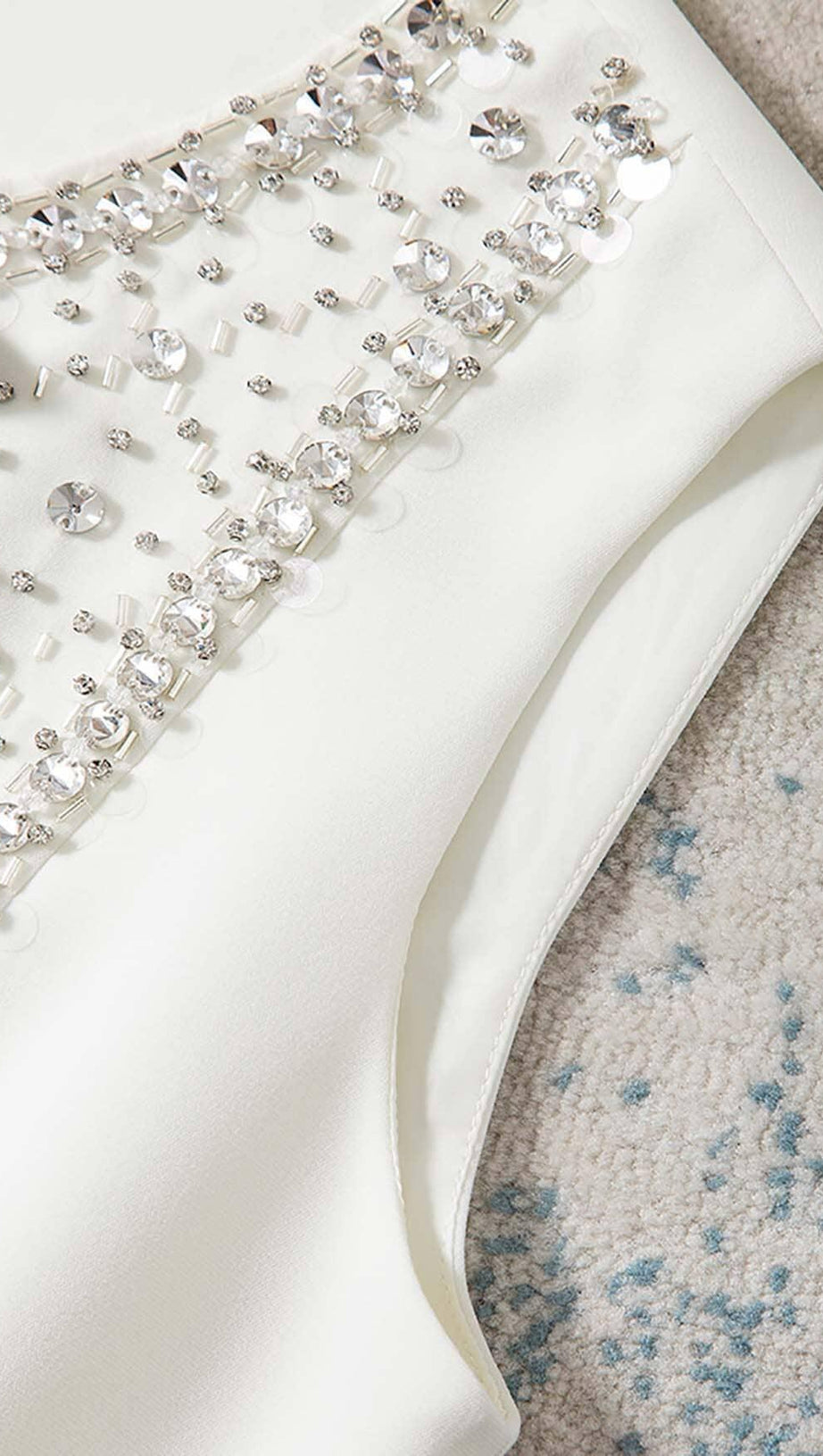 RHINESTONE BOW TIE MINI DRESS IN WHITE