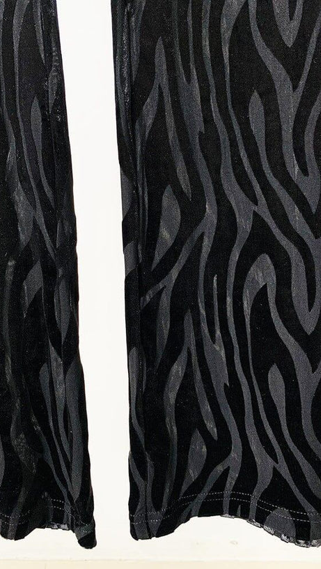 ZEBRA PRINT SHEER CARVED VELVET JUMPSUIT SET