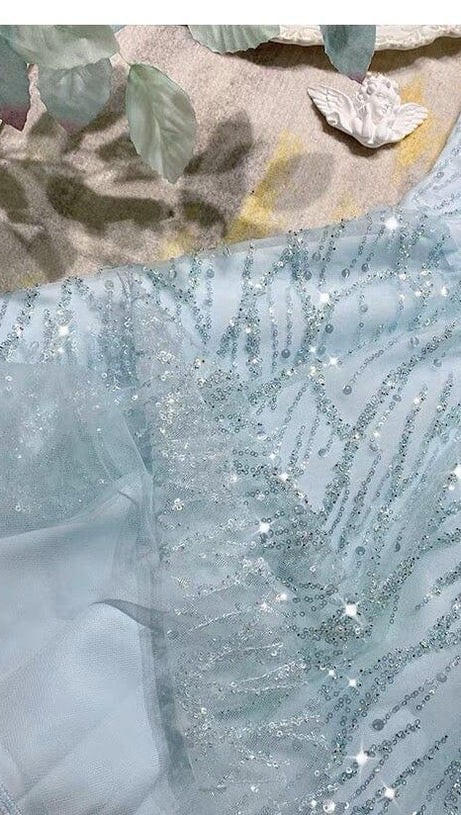 RHINESTONE STRAP HEM DRESS IN BLUE