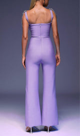 RHINESTONE STRAP JUMPSUIT IN PURPLE