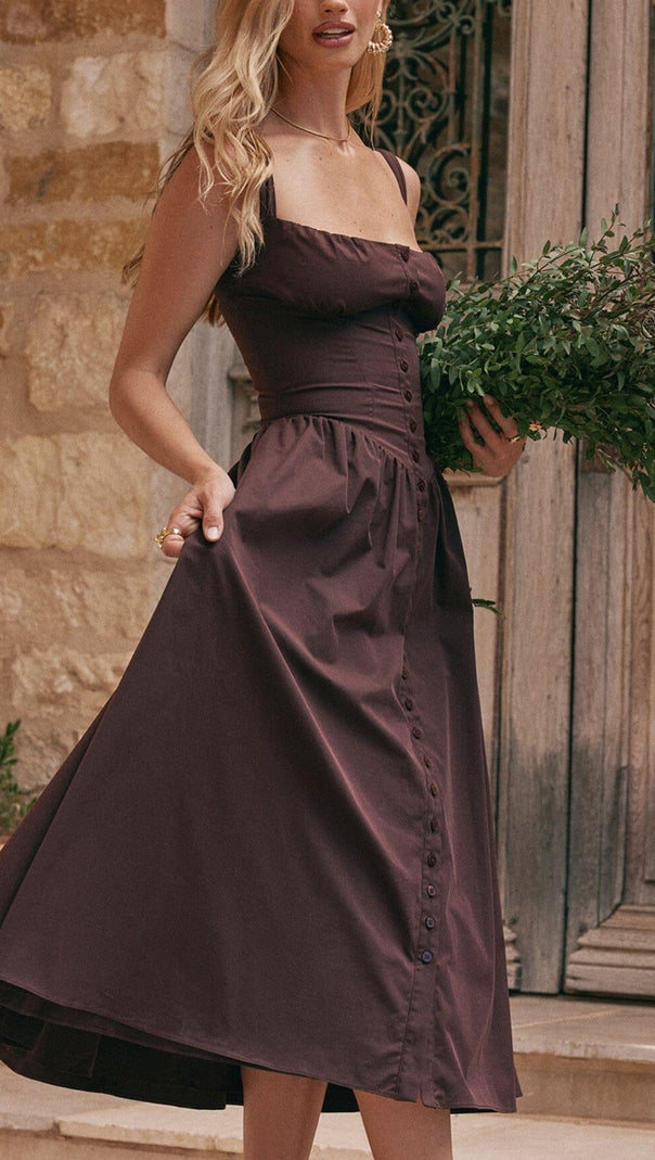 AIIZIE RICH BROWN MIDI SUNDRESS - product image