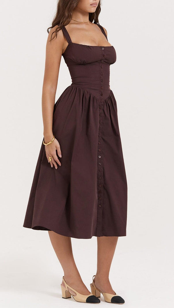 AIIZIE RICH BROWN MIDI SUNDRESS - product image