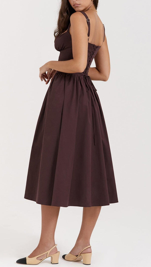 AIIZIE RICH BROWN MIDI SUNDRESS - product image