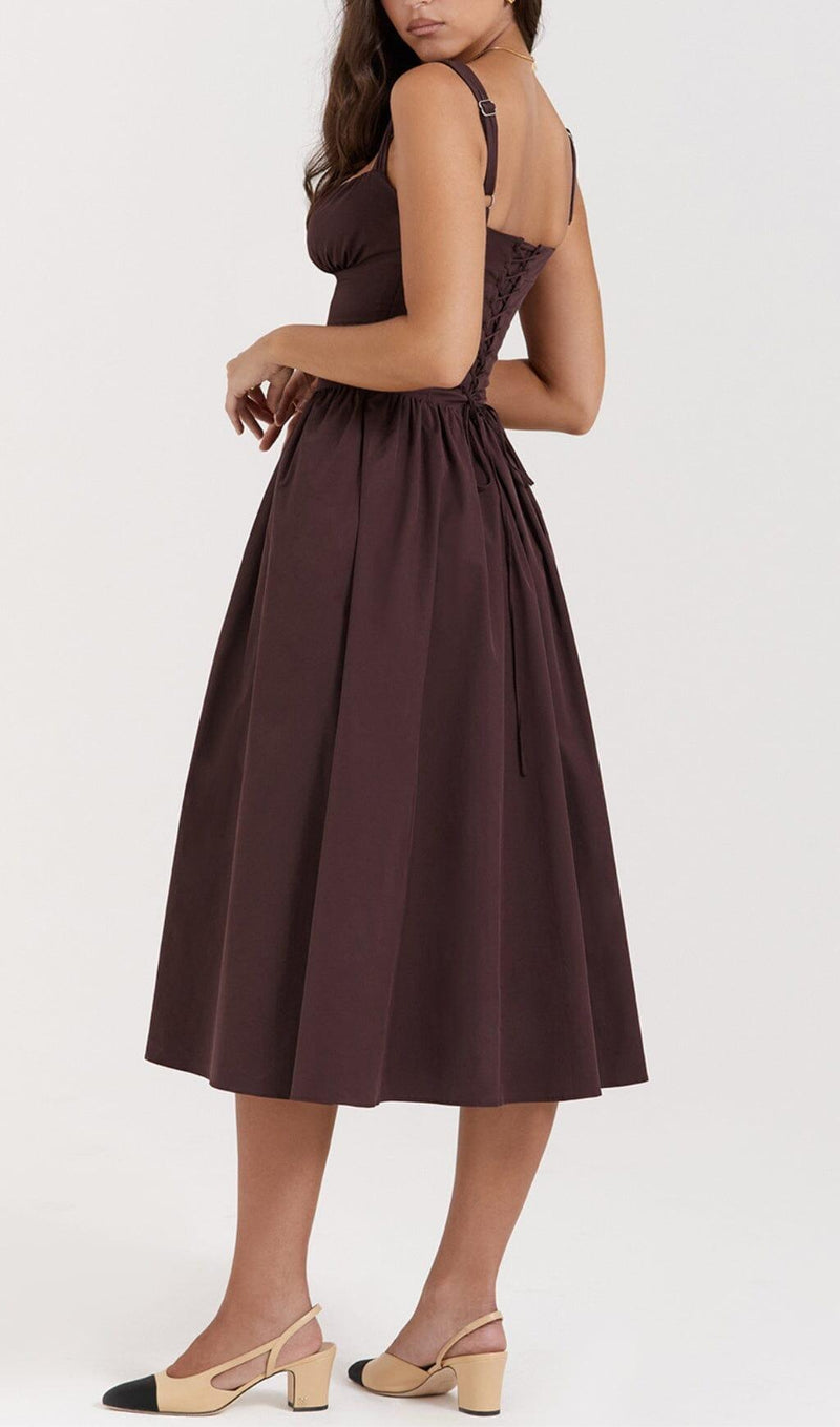 RICH BROWN MIDI SUNDRESS