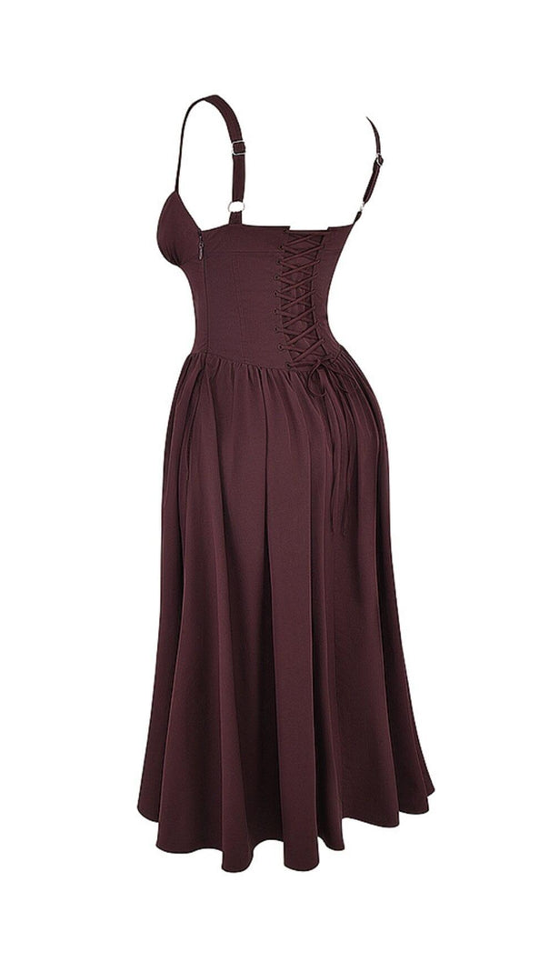 AIIZIE RICH BROWN MIDI SUNDRESS - product image