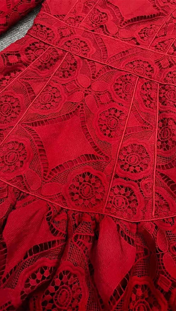 AIIZIE RUFFLED TIERED MINI DRESS IN RED - product image