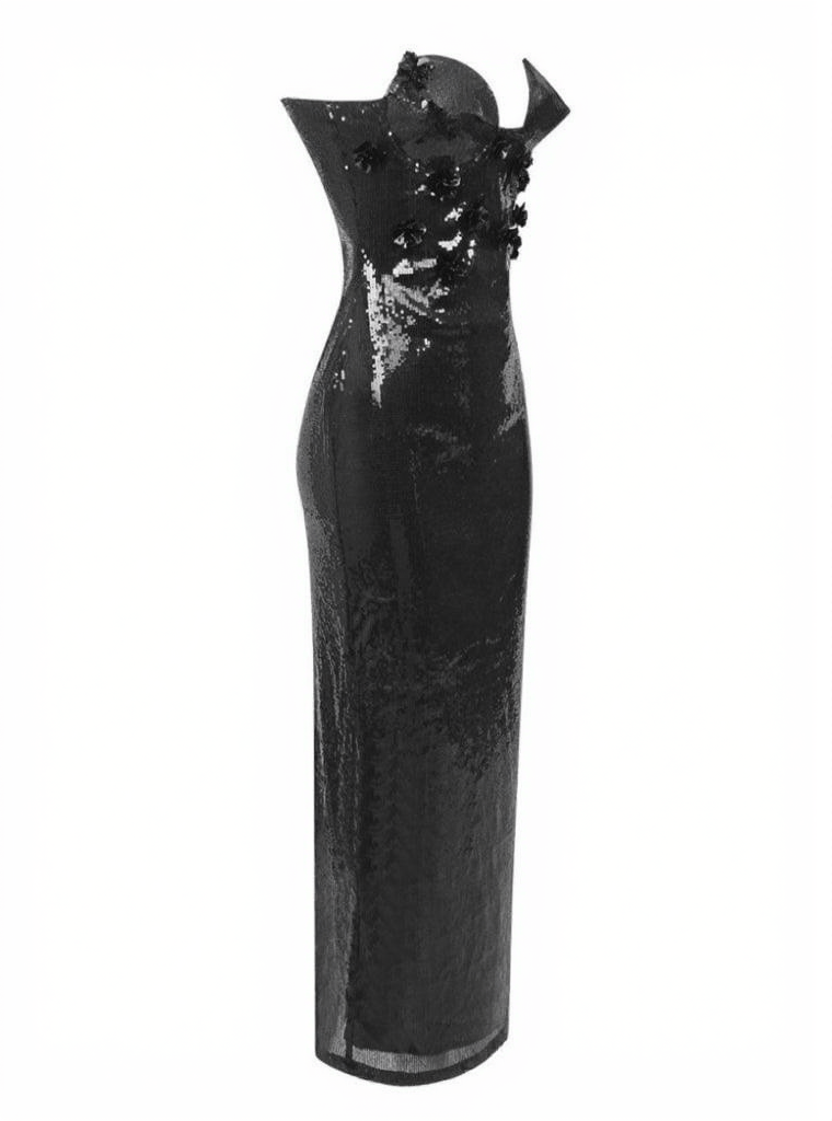 AIIZIE LIBRA STRAPLESS FLOWER SEQUIN DRESS - product image
