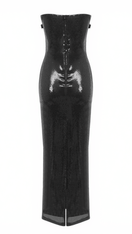 LIBRA STRAPLESS FLOWER SEQUIN DRESS