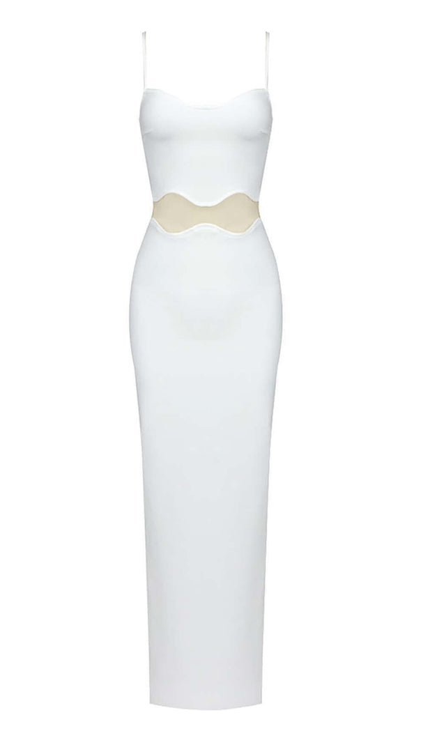 AIIZIE SCALLOPED MESH INSERT MAXI DRESS IN WHITE - product image