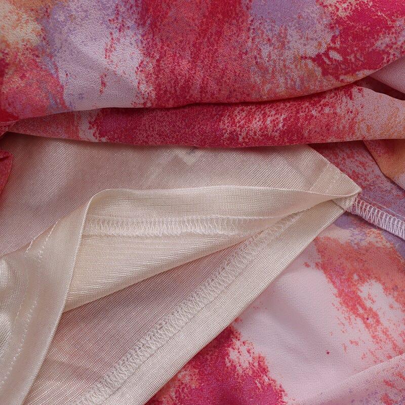 ABITO MIDI CON SCOLLO A V E FIORI ROSA 