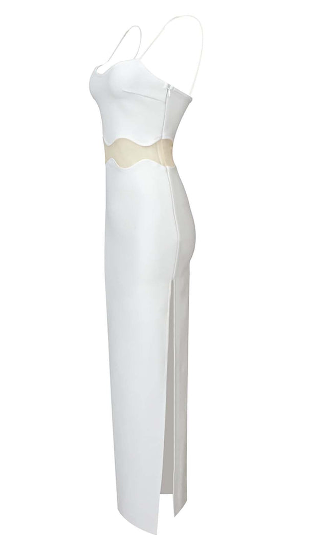 AIIZIE SCALLOPED MESH INSERT MAXI DRESS IN WHITE - product image
