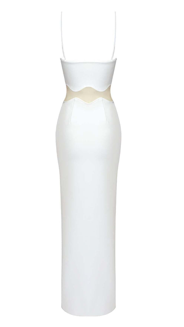 AIIZIE SCALLOPED MESH INSERT MAXI DRESS IN WHITE - product image