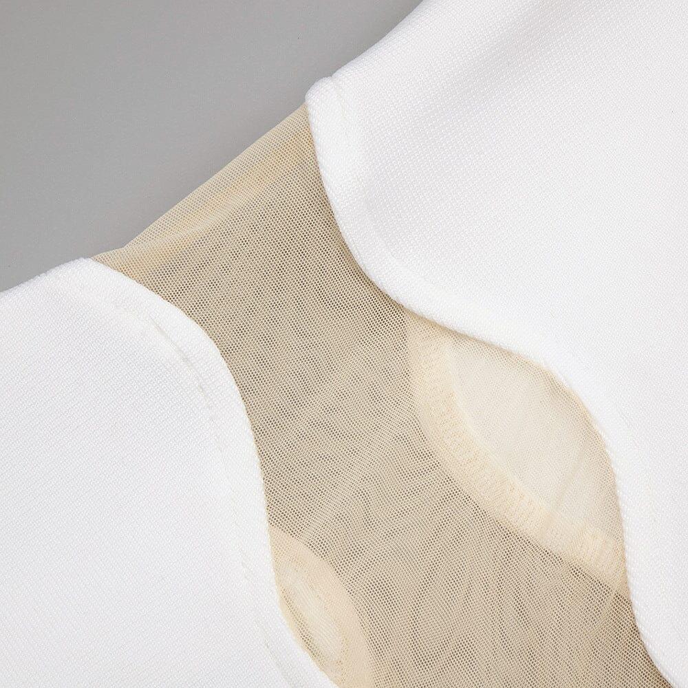 AIIZIE SCALLOPED MESH INSERT MAXI DRESS IN WHITE - product image