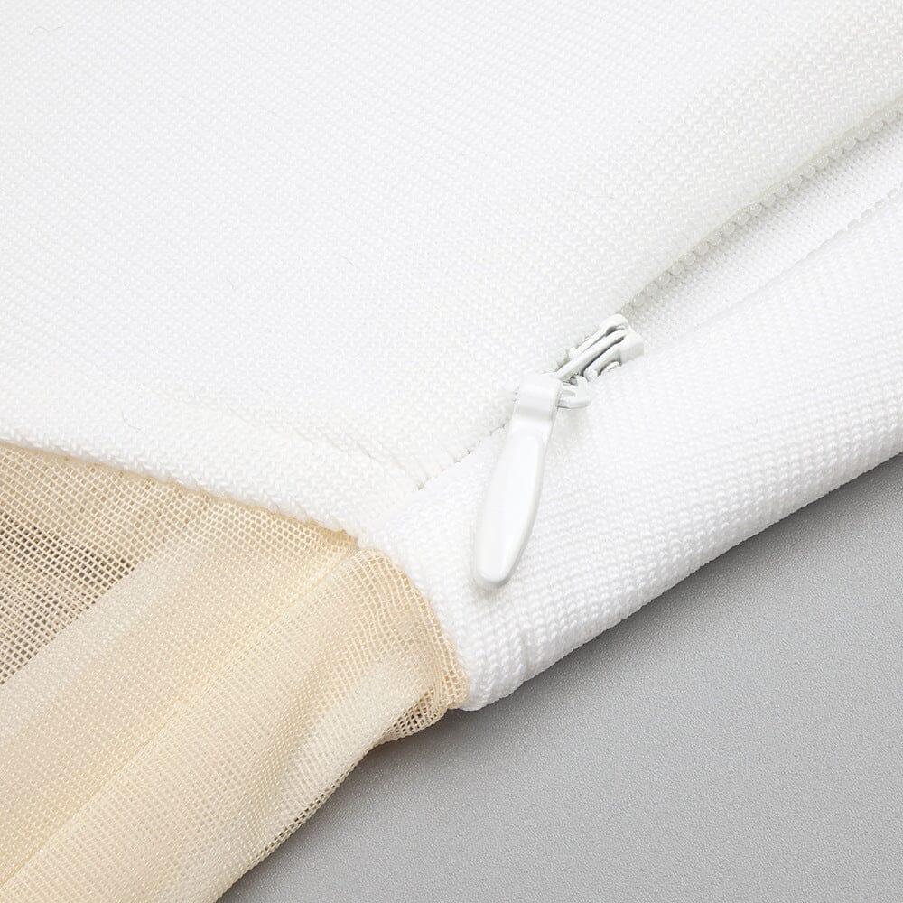 AIIZIE SCALLOPED MESH INSERT MAXI DRESS IN WHITE - product image