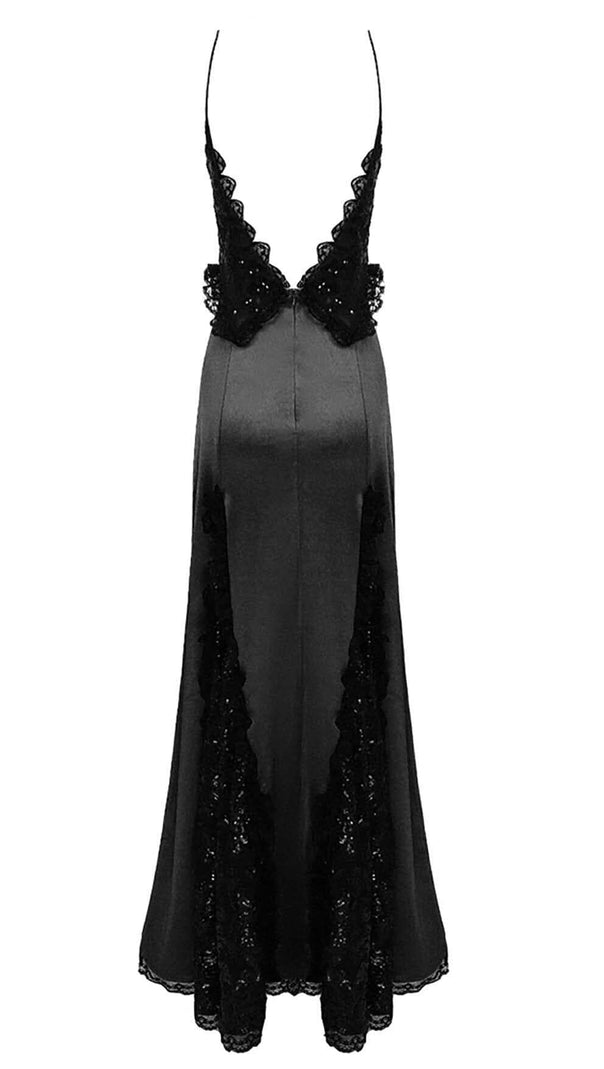 AIIZIE SEQUIN LACE MAXI DRESS BLACK - product image