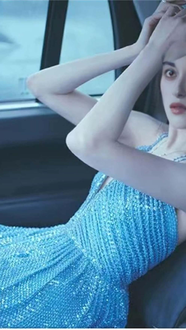 AIIZIE SEQUIN SLEEVELESS MAXI DRESS IN BLUE - product image
