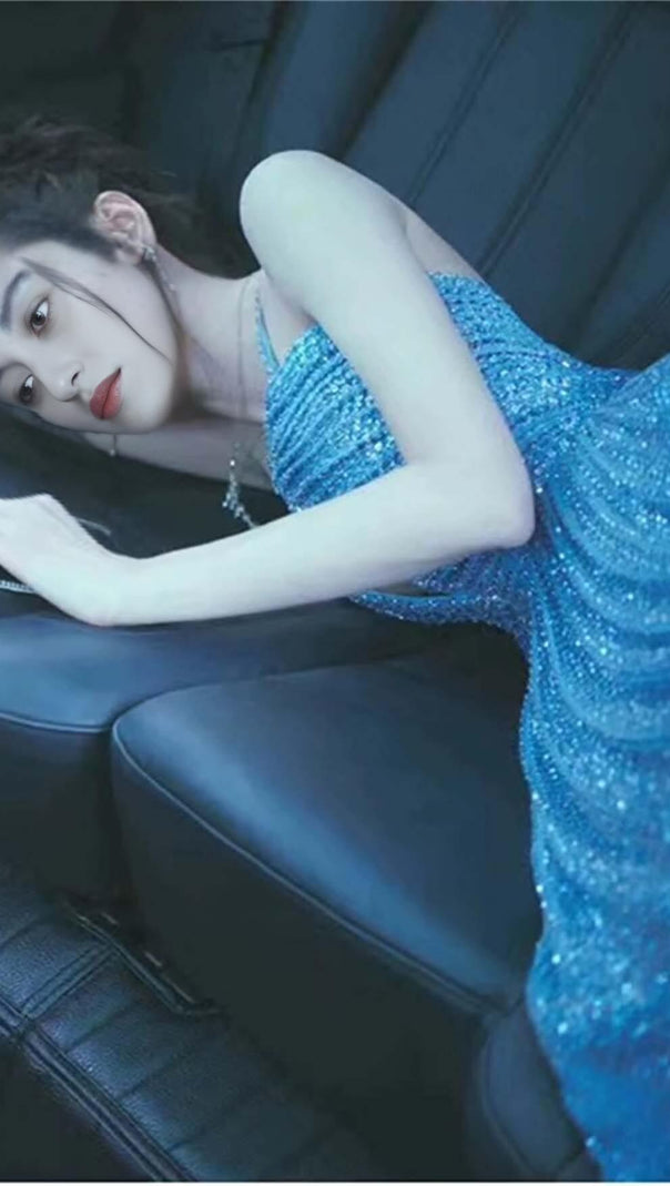 AIIZIE SEQUIN SLEEVELESS MAXI DRESS IN BLUE - product image