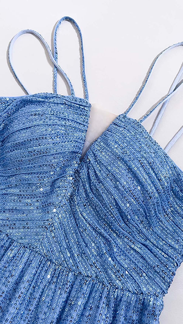 AIIZIE SEQUIN SLEEVELESS MAXI DRESS IN BLUE - product image
