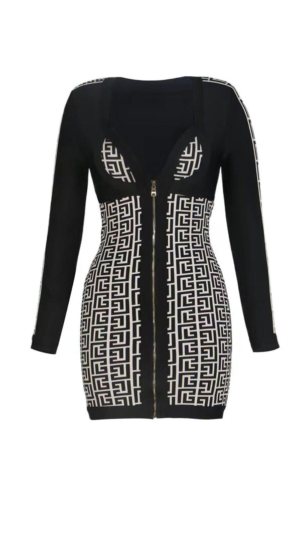 AIIZIE SHOULDER PADS KNITTED MINI DRESS IN BLACK - product image