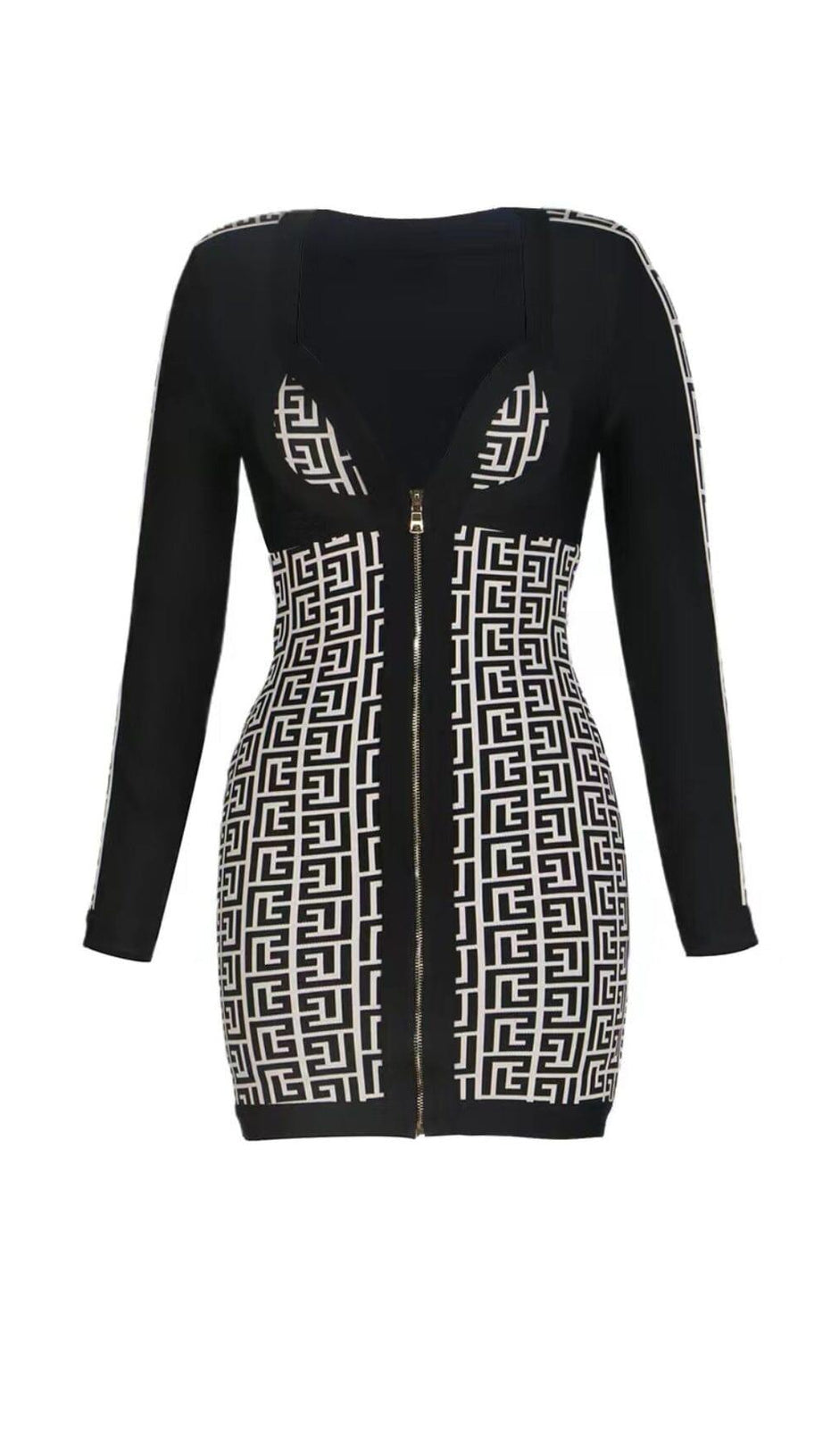 SHOULDER PADS KNITTED MINI DRESS IN BLACK