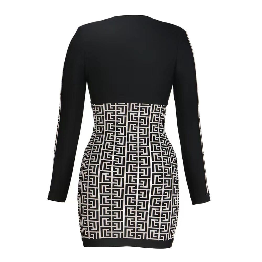 AIIZIE SHOULDER PADS KNITTED MINI DRESS IN BLACK - product image