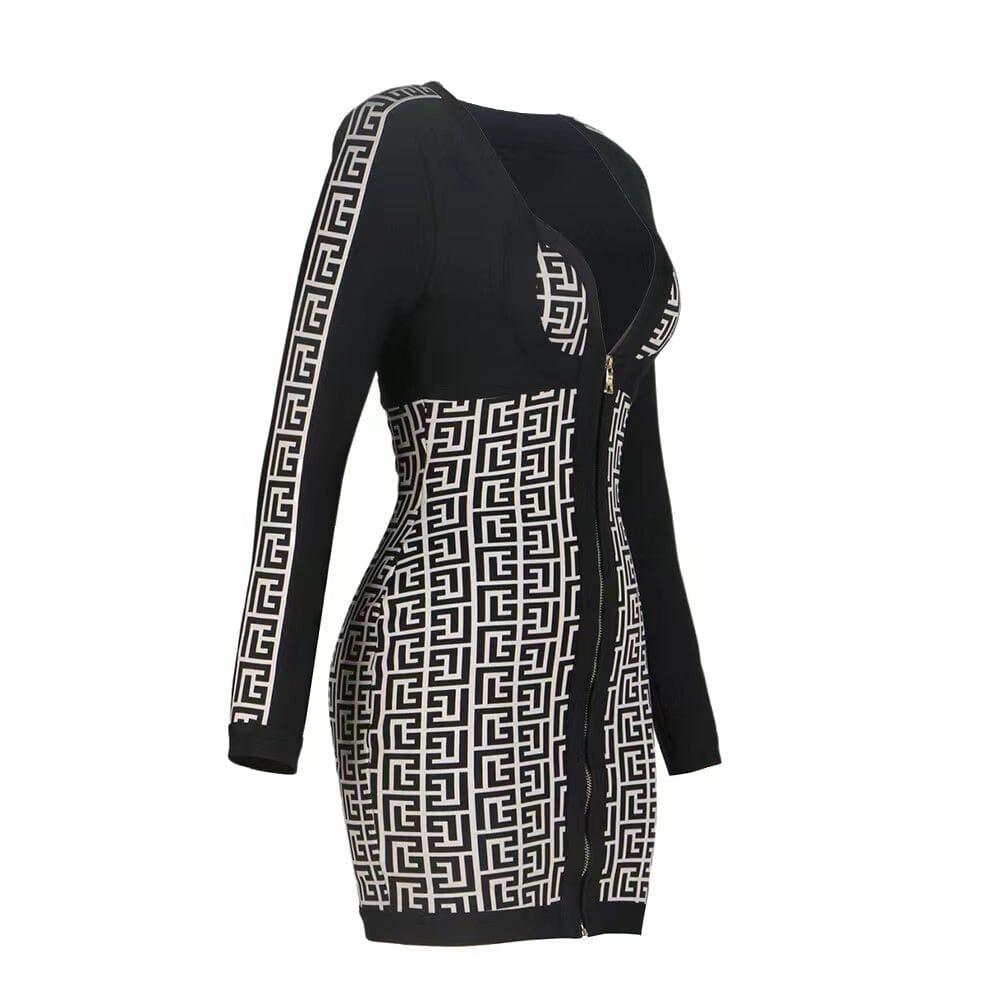 AIIZIE SHOULDER PADS KNITTED MINI DRESS IN BLACK - product image