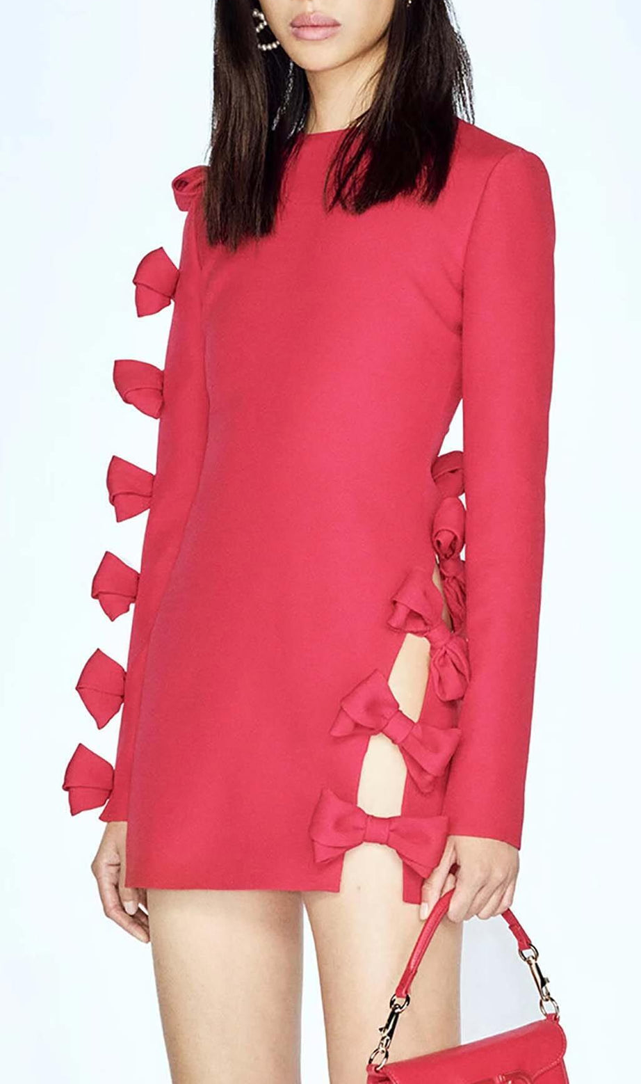 MINI ABITO CON FIOCCO E LACCI LATERALI ROSSO