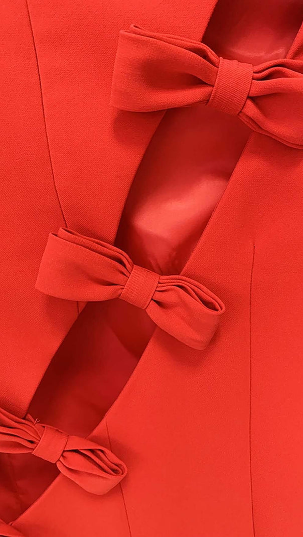 AIIZIE SIDE LACE UP BOW MINI DRESS IN RED - product image