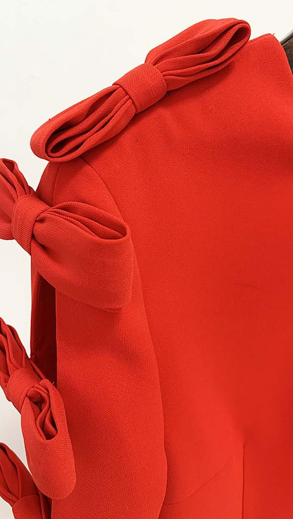 AIIZIE SIDE LACE UP BOW MINI DRESS IN RED - product image