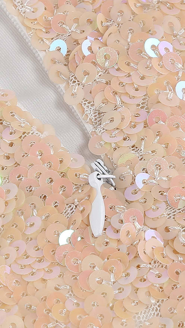 ABITO MIDI CON SPAGHETTI E PAILLETTES IN ROSA OMBRE