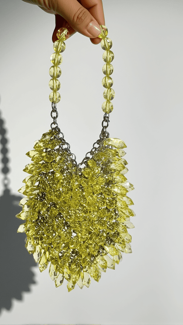 AIIZIE JAEL DRIP YELLOW RHINESTONE MINI CLUTCH - product image