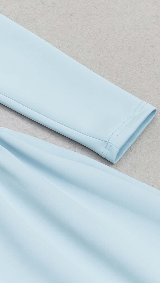 AIIZIE SQUARE NECK FLARED MIDI DRESS IN PASTEL BLUE - product image