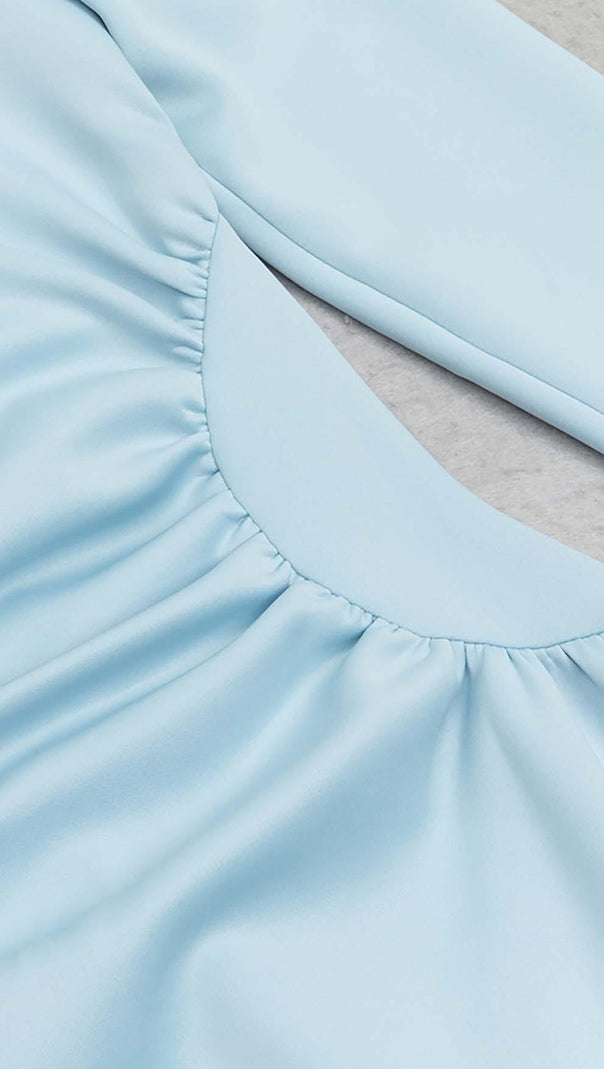 AIIZIE SQUARE NECK FLARED MIDI DRESS IN PASTEL BLUE - product image