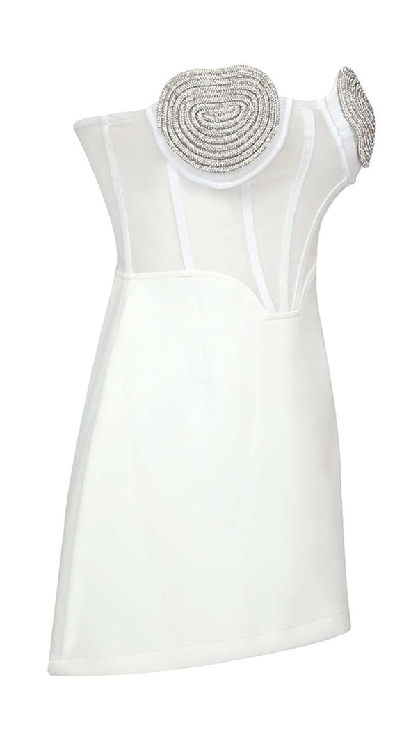 AIIZIE STRAPLESS HEART BUSTIER MINI DRESS IN WHITE - product image