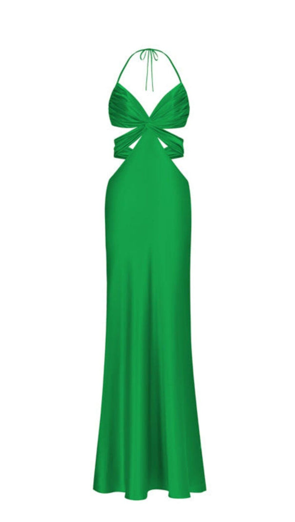AIIZIE BUTTERFLY CUT OUT MAXI SLIP DRESS IN GREEN - product image