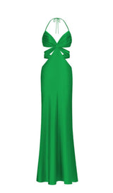 BUTTERFLY CUT OUT MAXI SLIP DRESS IN GREEN