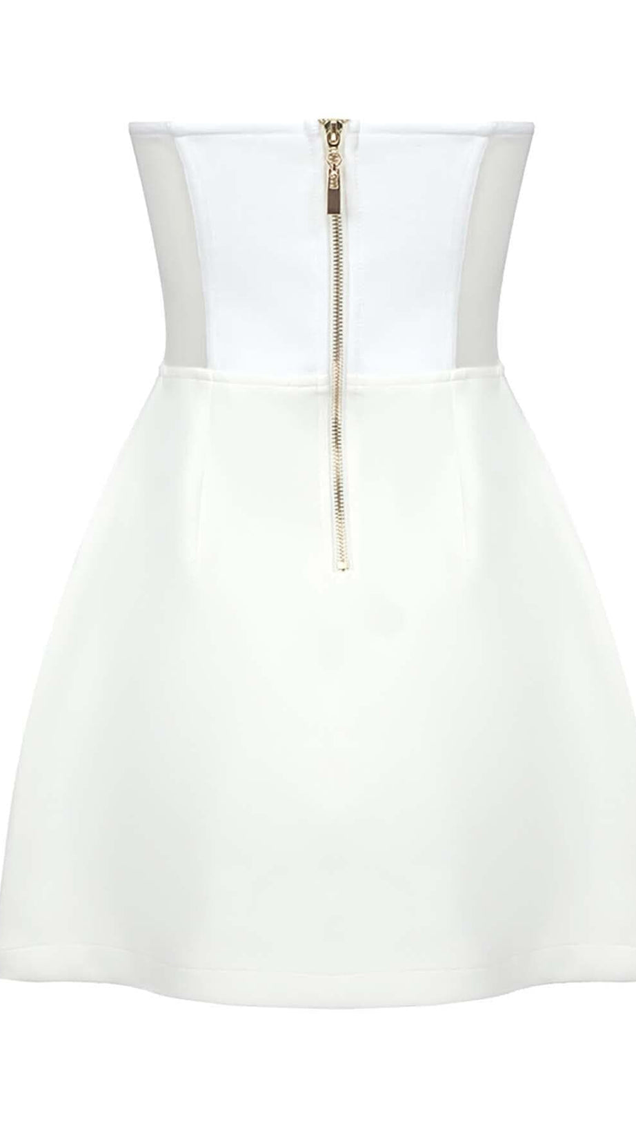 TRÄGERLOSES MINIKLEID MIT HERZMUSTER IN WEISS