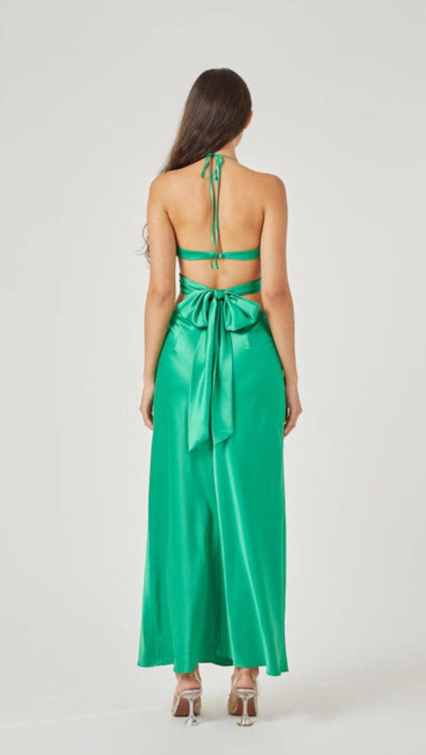 AIIZIE BUTTERFLY CUT OUT MAXI SLIP DRESS IN GREEN - product image