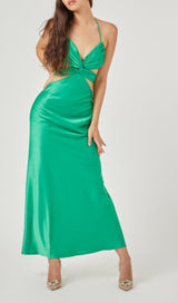 BUTTERFLY CUT OUT MAXI SLIP DRESS IN GREEN